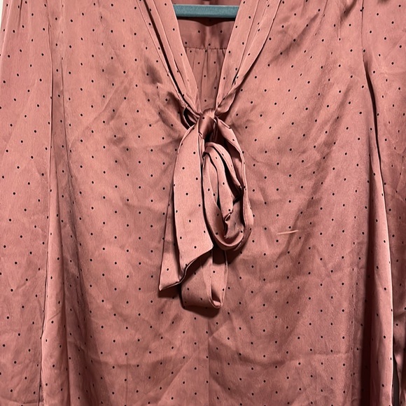 Loft Front Tie Polka Dot Long Sleeve Top in Small/Medium - Picture 4 of 5